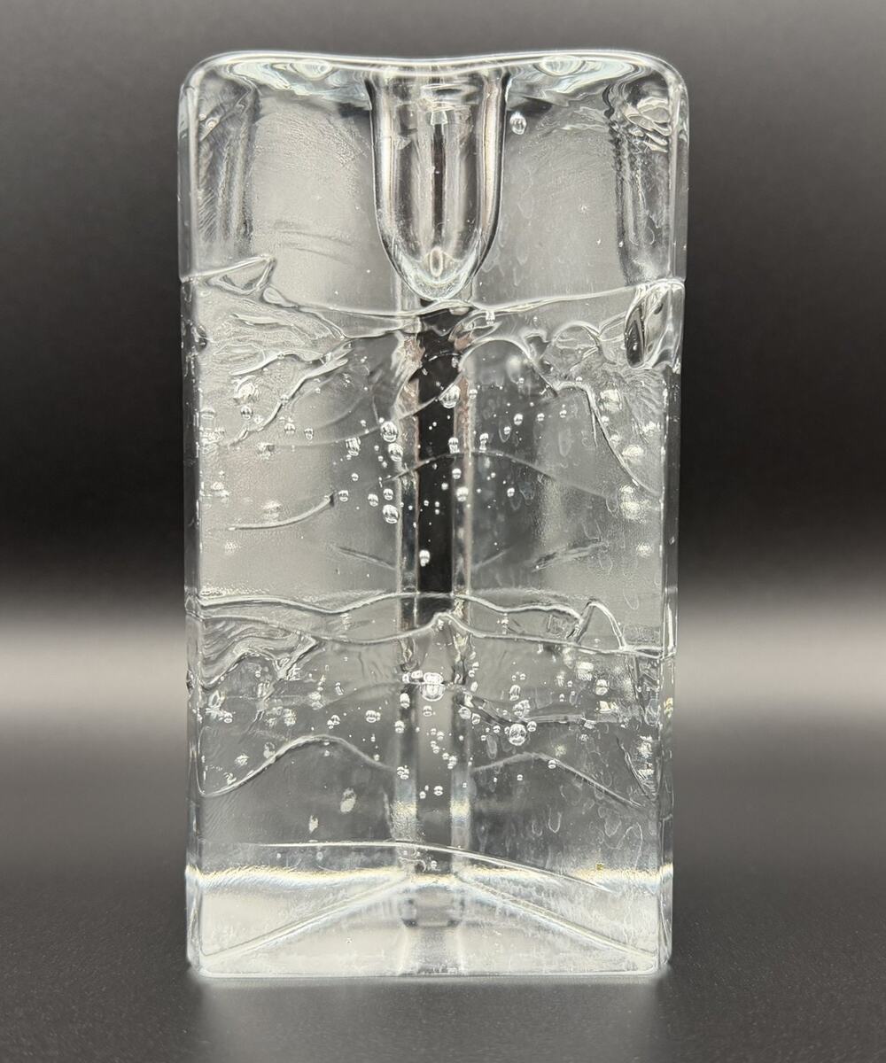 Iittala Arkipelago Clear Glass Triangular Candle Holder Timo Sarpaneva 5.2" Ice